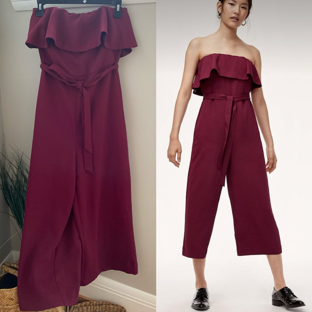 Aritzia Wilfred Flutter Jumpsuit Plum colour size 2